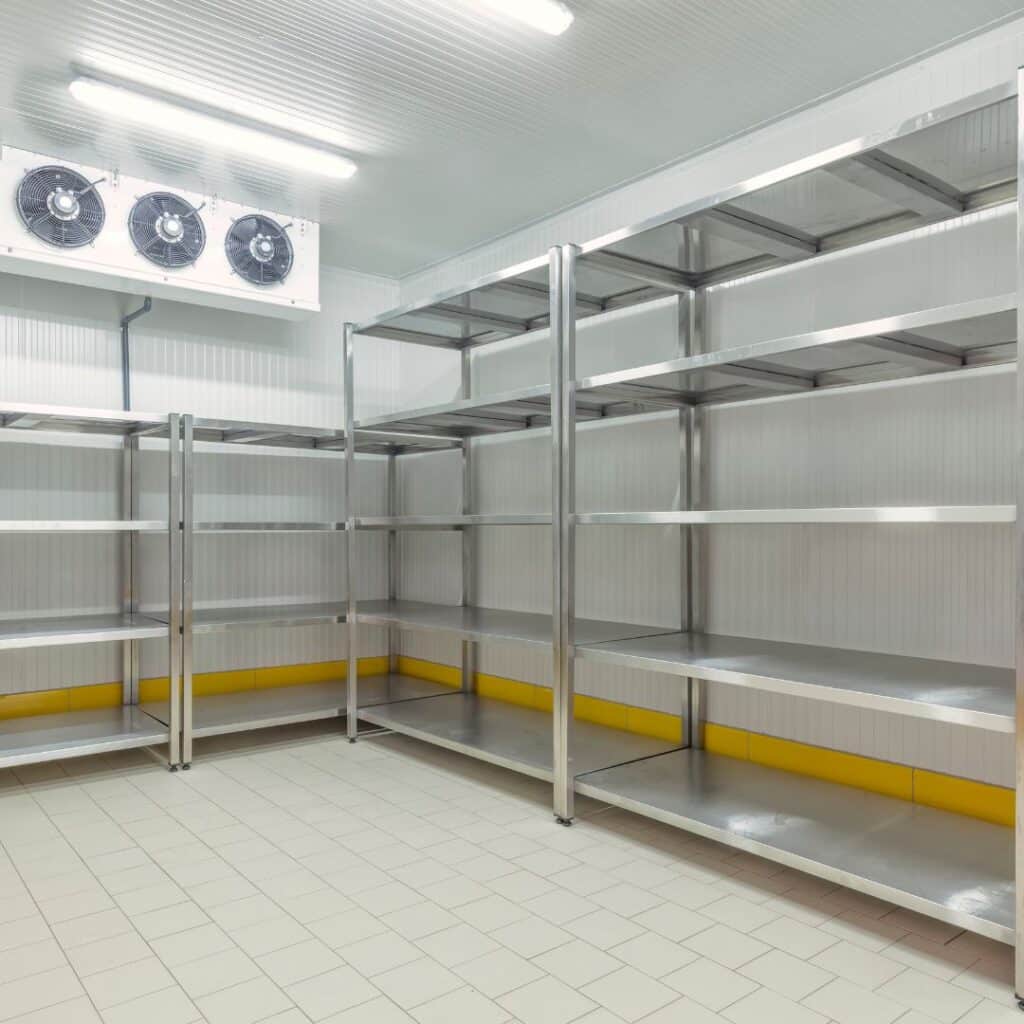 An example of a walk-in freezer used for cold warehouse storage.