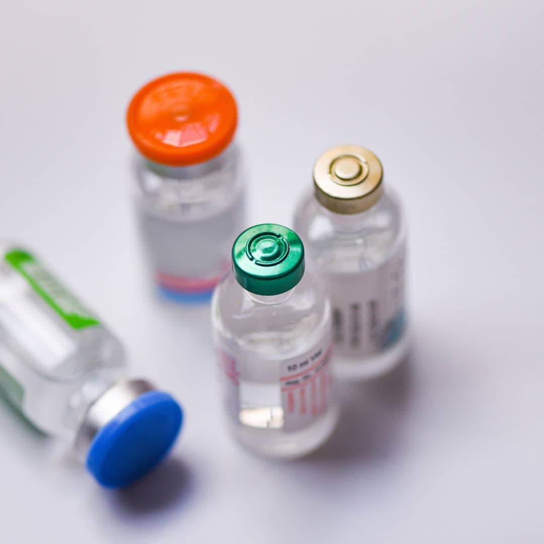 A picture of insulin bottles. Another type of product that might be stored in a freezer storage warehouse.